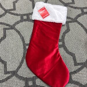 Merry Brite Velvet Stocking red and white 21 inch Christmas Stocking new